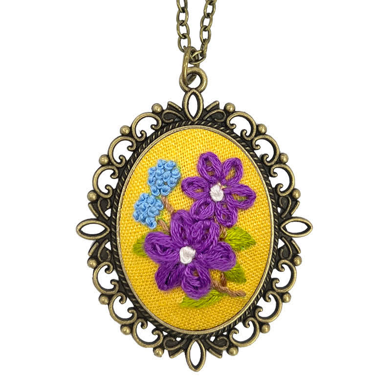Hand Embroidered Pendant Necklace - Pattern 12 - image 16