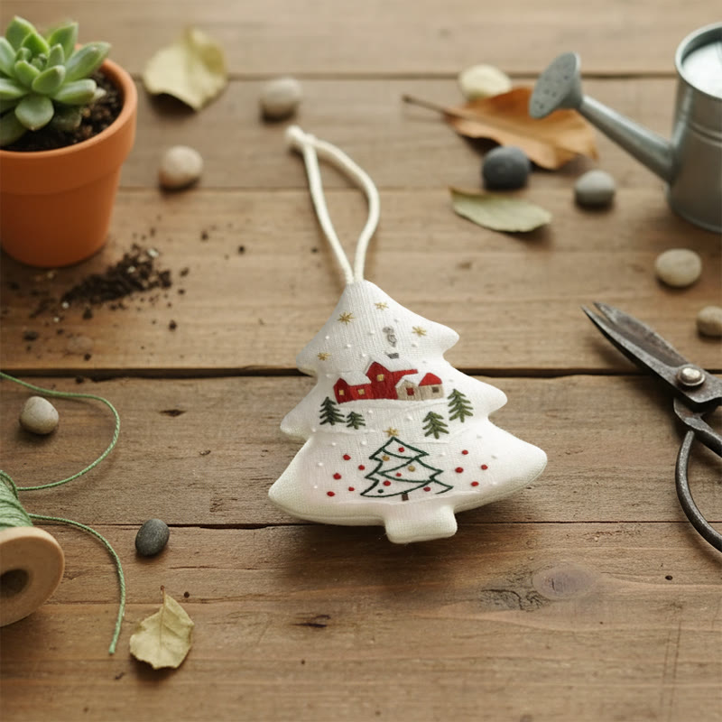 Rubbyoo Tree-shaped Embroidery Kit - Winter Village | Handmade Winter Decor | Gifting Essential - image 9