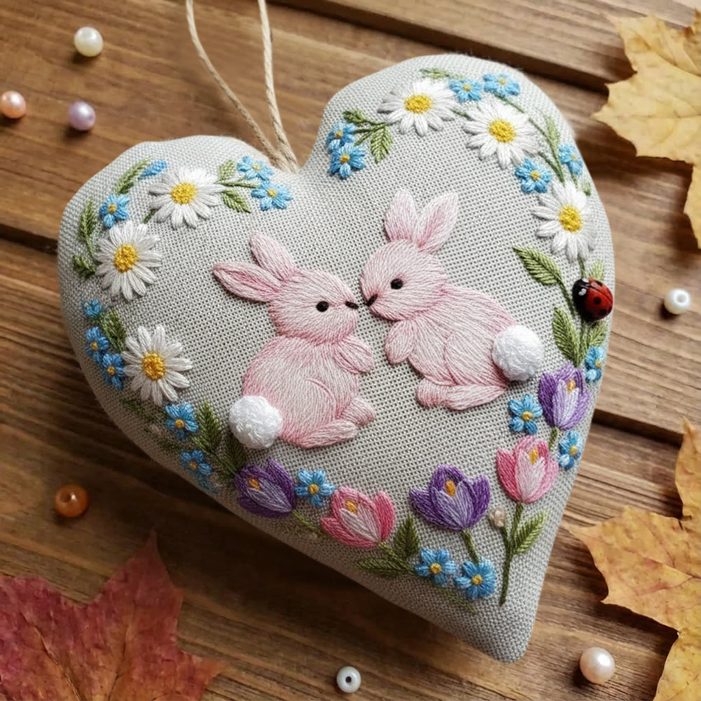 Rubbyoo Heart Embroidery Kit - Bunny Floral Wreath | Adorable Diy | Heartwarming Festival Gift - image 10