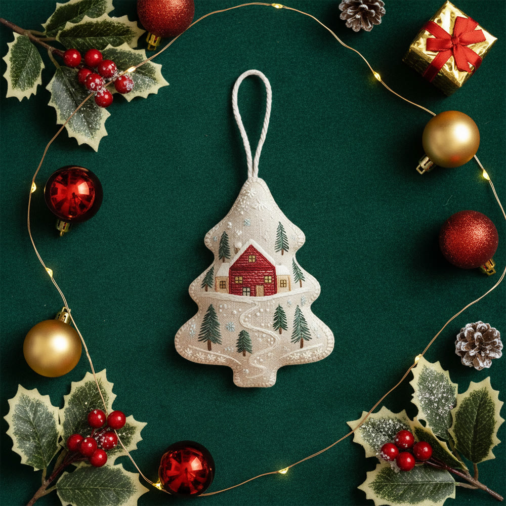 Rubbyoo Tree-shaped Embroidery Kit - Snowy House | Diy Christmas Gift | Perfect Home Decor - image 8