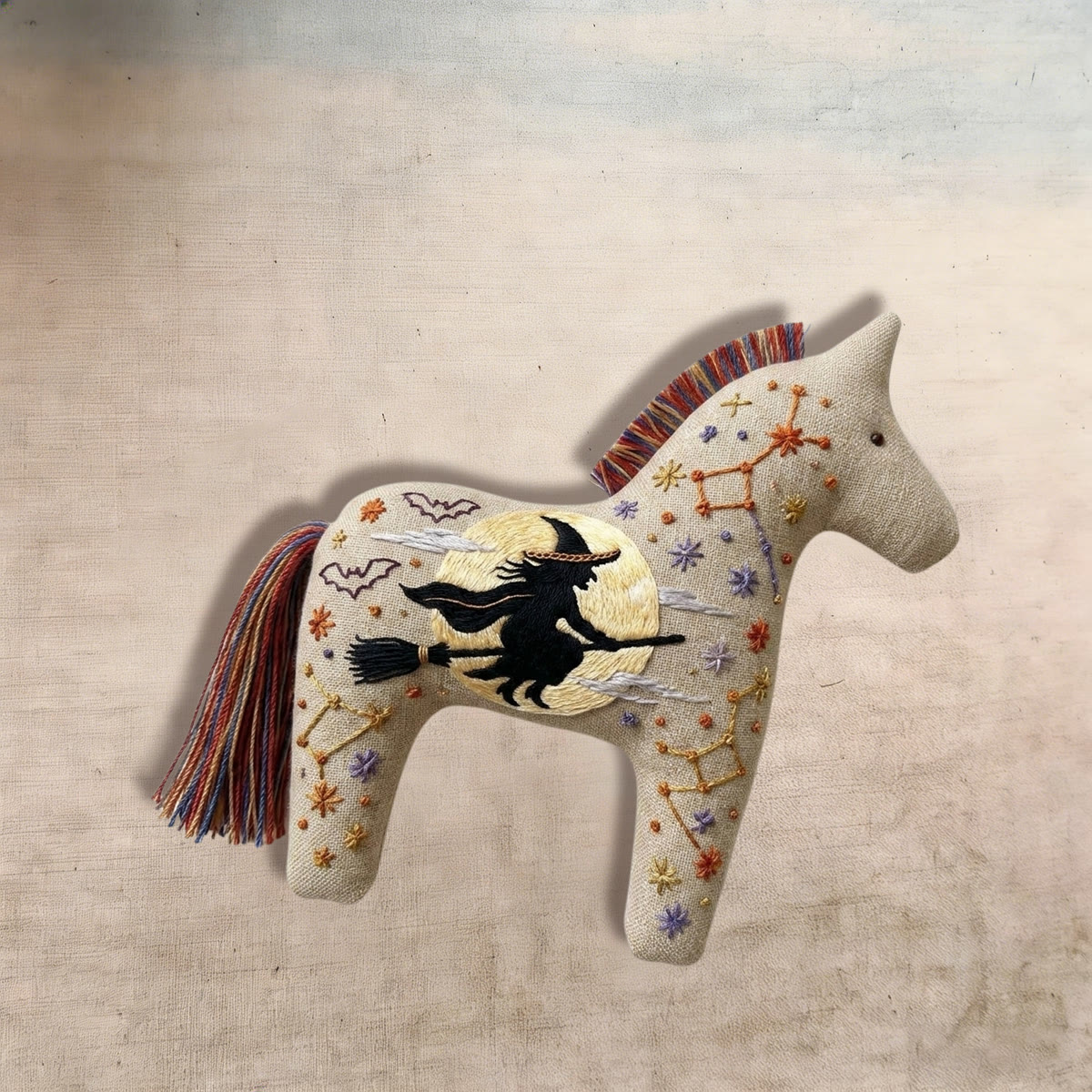 Rubbyoo Dala Horse Embroidery Kit - Flying Witch | Hand-stitched Craft | Halloween Tree Ornament - image 5