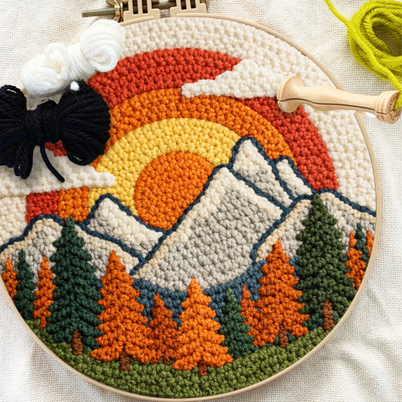 Vibrant Rainbow Mountain Sunrise Punch Needle Kit – Cheerful Handcraft Creation | Newbie-friendly Diy Project - image 11