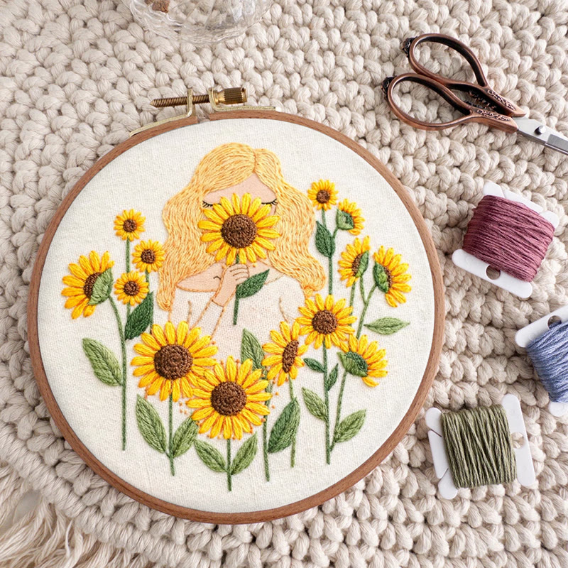 Rubbyoo Embroidery Kit - Sunflower Girl | Positive Handmade Craft | Unique Desk Decor - image 8