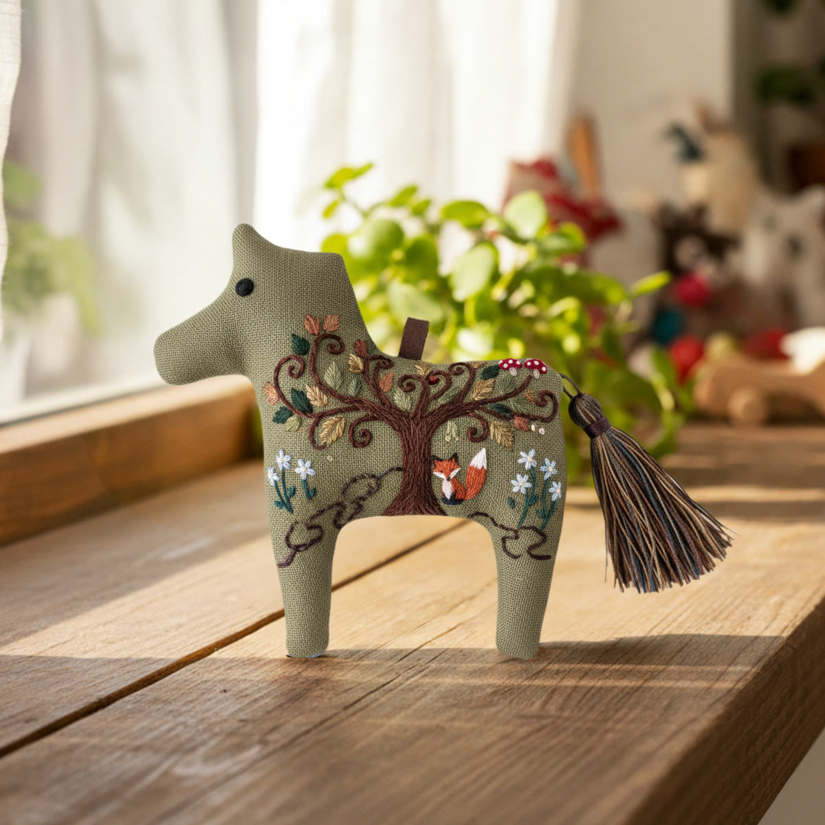 Rubbyoo Dala Horse Embroidery Kit - Tree Of Life Fox | Boho-style Craft | Artistic Home Accent - image 4
