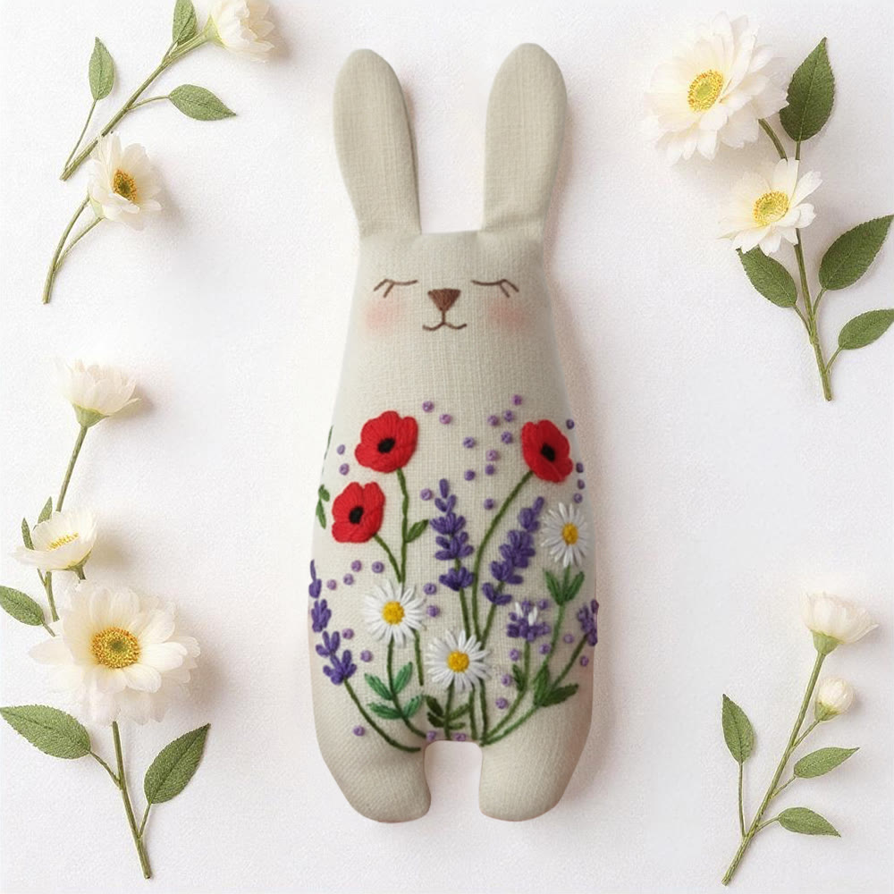 Rubbyoo Bunny Toy Embroidery Kit - Poppy And Lavender | Simple Handwork | Ideal Gift For Flower Lovers - image 5