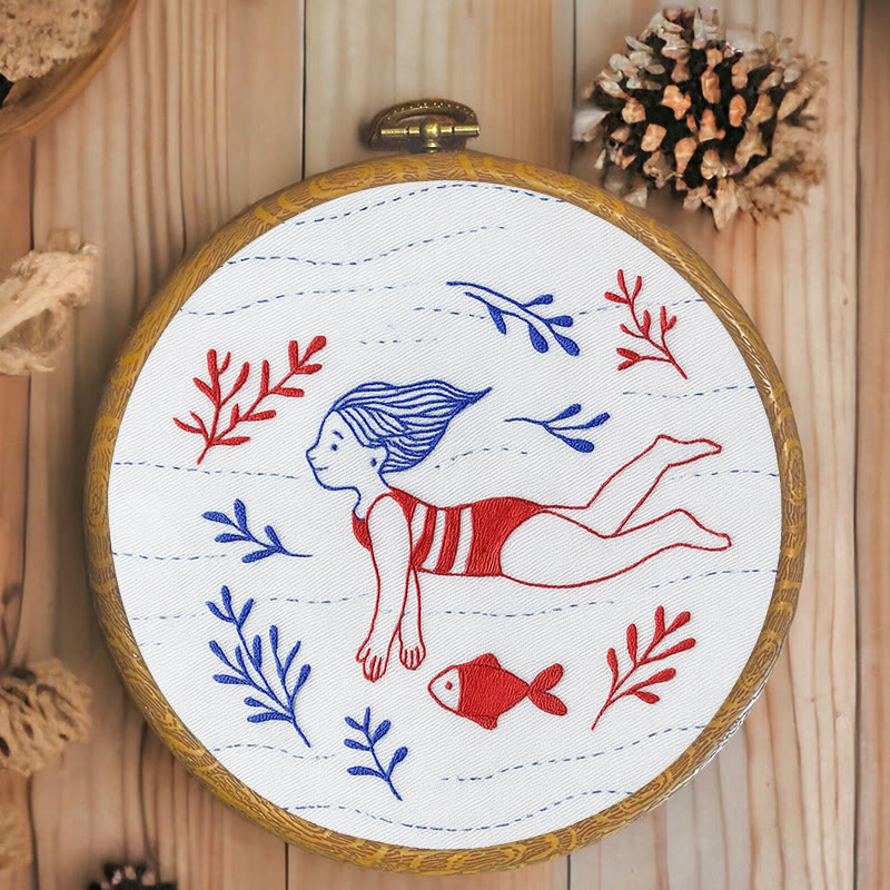 Rubbyoo Embroidery Kit - Diving Girl | Easy Handmade Ornament | Diy Summer Craft - image 8