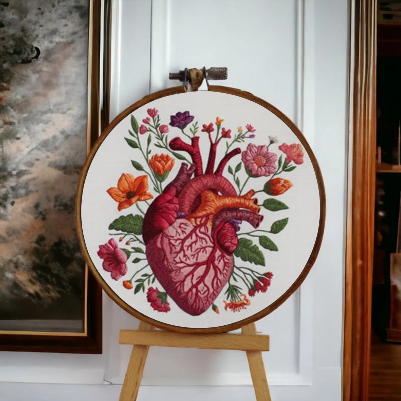 Rubbyoo Embroidery Kit - Anatomical Floral Heart | Handicraft For Wall Art | Unique Collection Gift - image 7