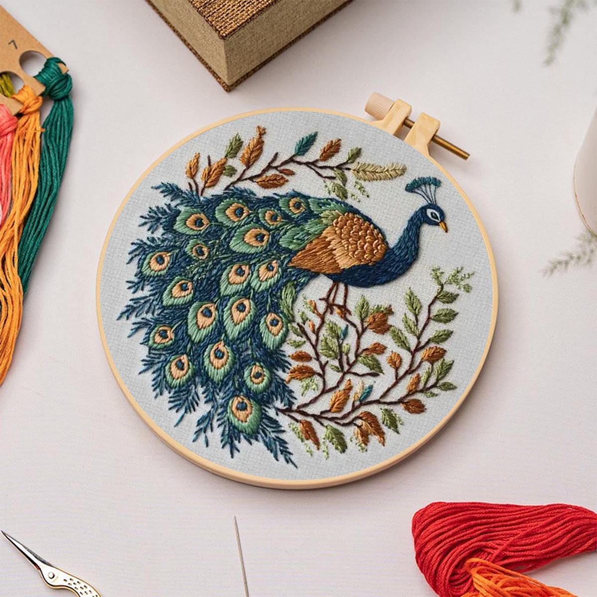 Rubbyoo Embroidery Kit - Elegant Peacock | Diy Hoop Art | Unique Decorative Needlework  - image 8