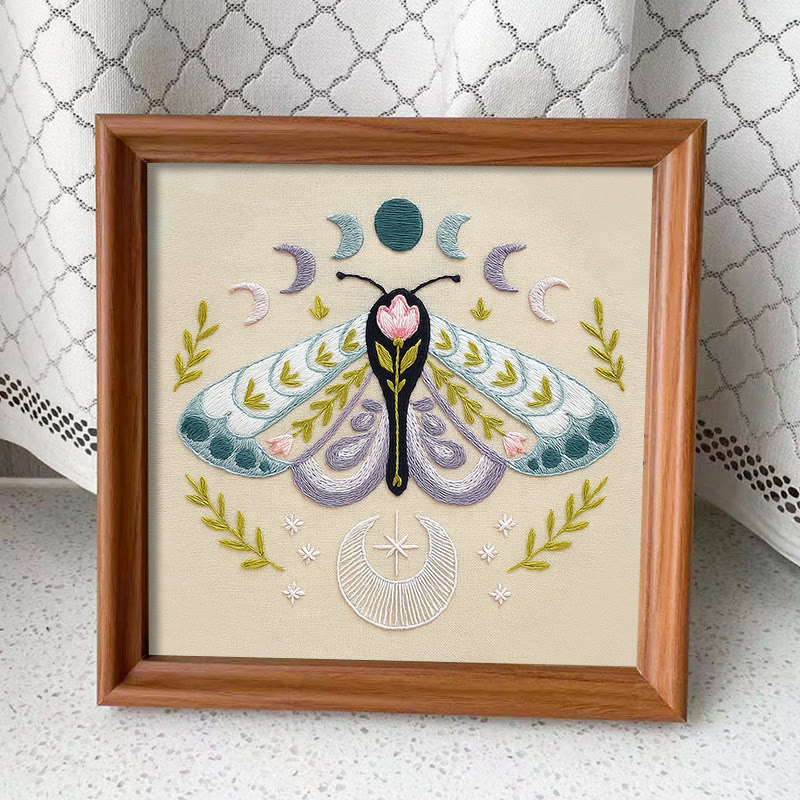 Rubbyoo Embroidery Kit - Celestial Lunar Moth | Creative Handmade Craft | Unique Hanging Ornament - Embroidery Kit Plus An Extra Frame - image 13