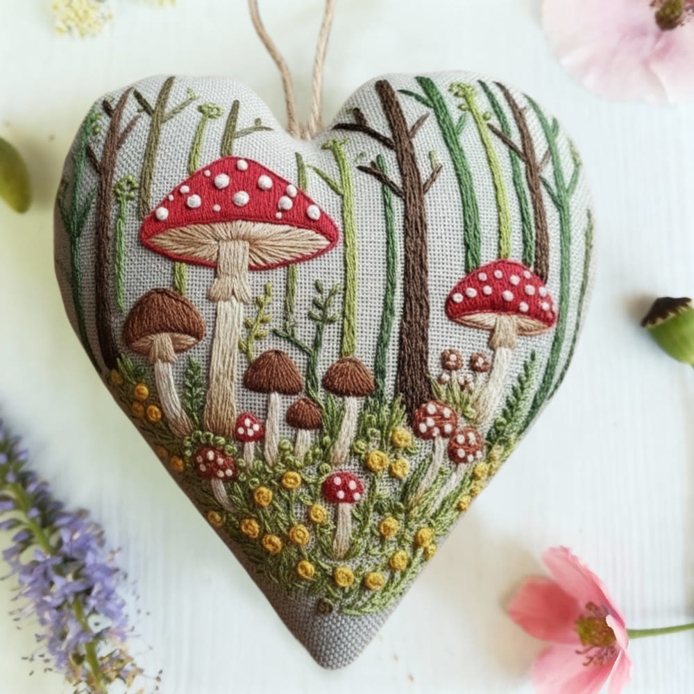 Rubbyoo Heart Embroidery Kit - Mushroom Forest Cluster | Enchanting Handwork | Playful Home Addition - image 5
