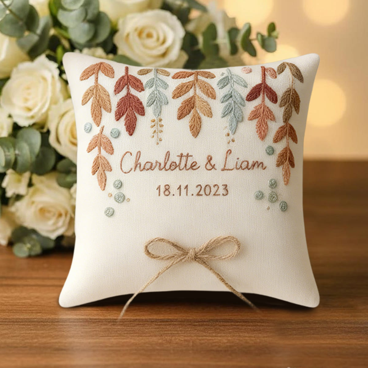 Rubbyoo Personalized Ring Bearer Pillow Embroidery Kit - Multicolored Leaf Decor | Beginner Handmade Gift | Gifting Favorite - image 6