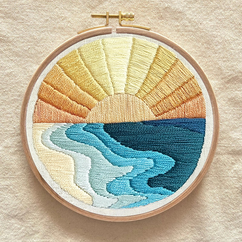 Rubbyoo Embroidery Kit - Sky And Sea | Diy Landscape Hoop Art | Perfect For Desk Decoration  - image 10