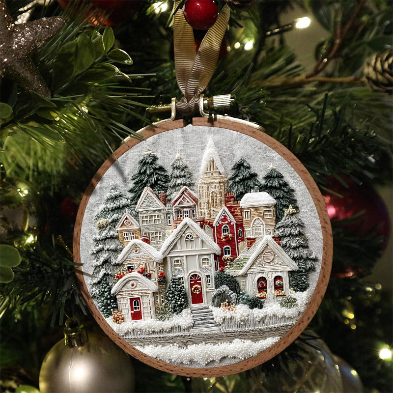 Rubbyoo Embroidery Kit - Snowy Christmas Townscape | Top Festive Gifting Option | Modern Embroidery - image 6