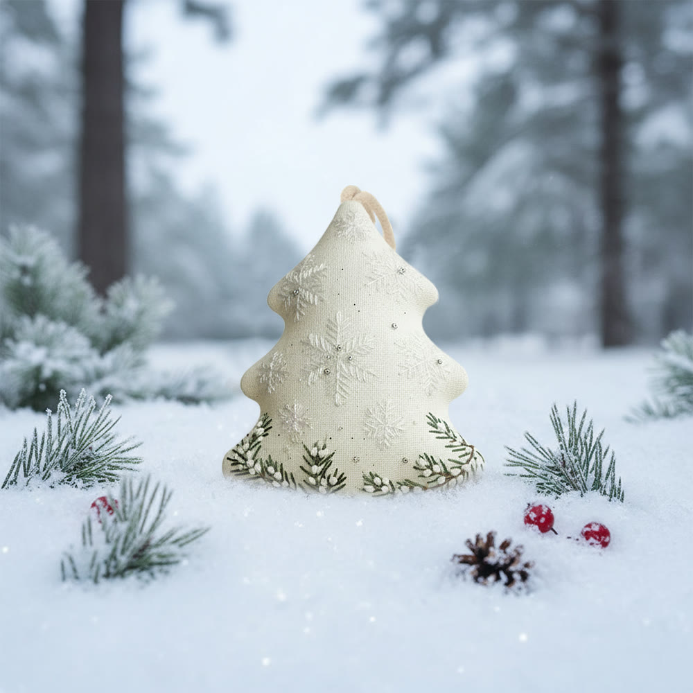 Rubbyoo Tree-shaped Embroidery Kit - Snowflake-Pine Sprig | Delicate Textured Needlework | Winter Tree Embellishment - image 10