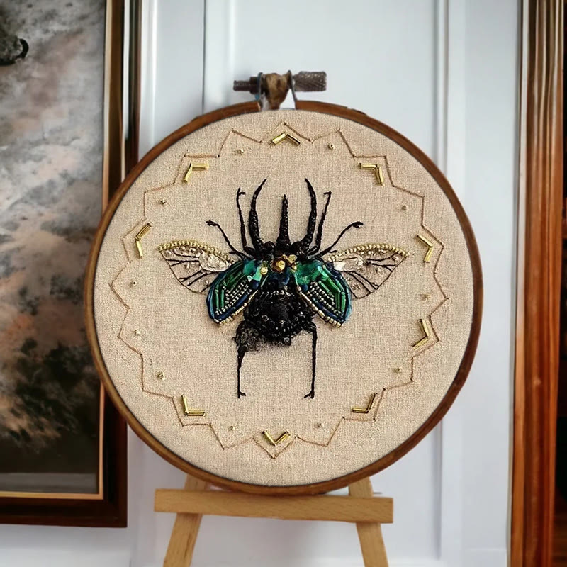 Rubbyoo Bead Embroidery Kit - Black Scarab | Handmade Craft For Adults | Easy Insect Needlepoint - image 3