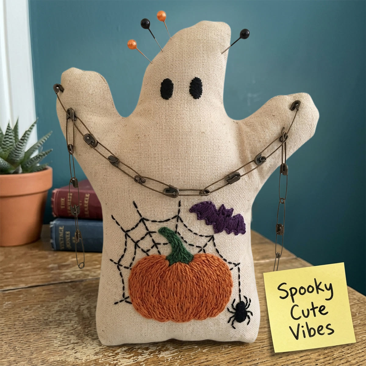 Rubbyoo Ghost Embroidery Kit - Cozy Harvest Season | Diy Autumn Halloween Room Decor | Beginner-friendly Design - image 4
