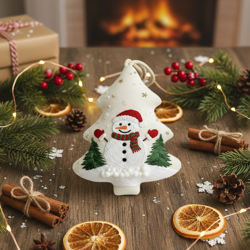 Rubbyoo Tree-shaped Embroidery Kit - Snowman Tree Charm | Festive Handmade | Charming Holiday Gift - image 7