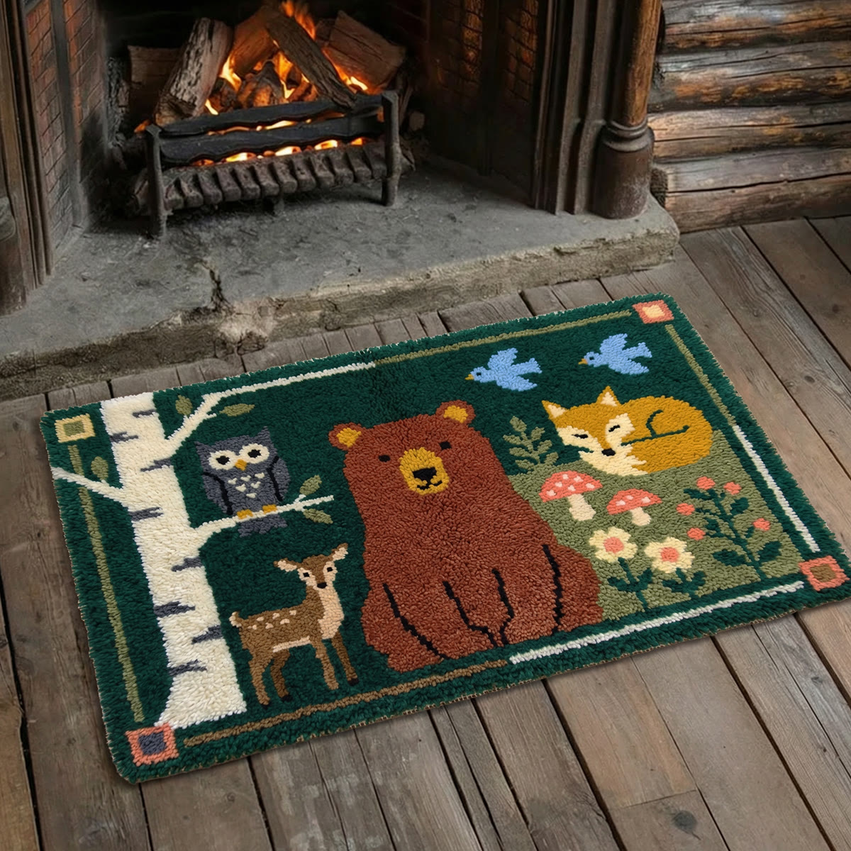 Rubbyoo Latch Hook Rug Kit - Woodland Animals | Nursery Room Carpet | Handmade Nature Doormat  - image 3