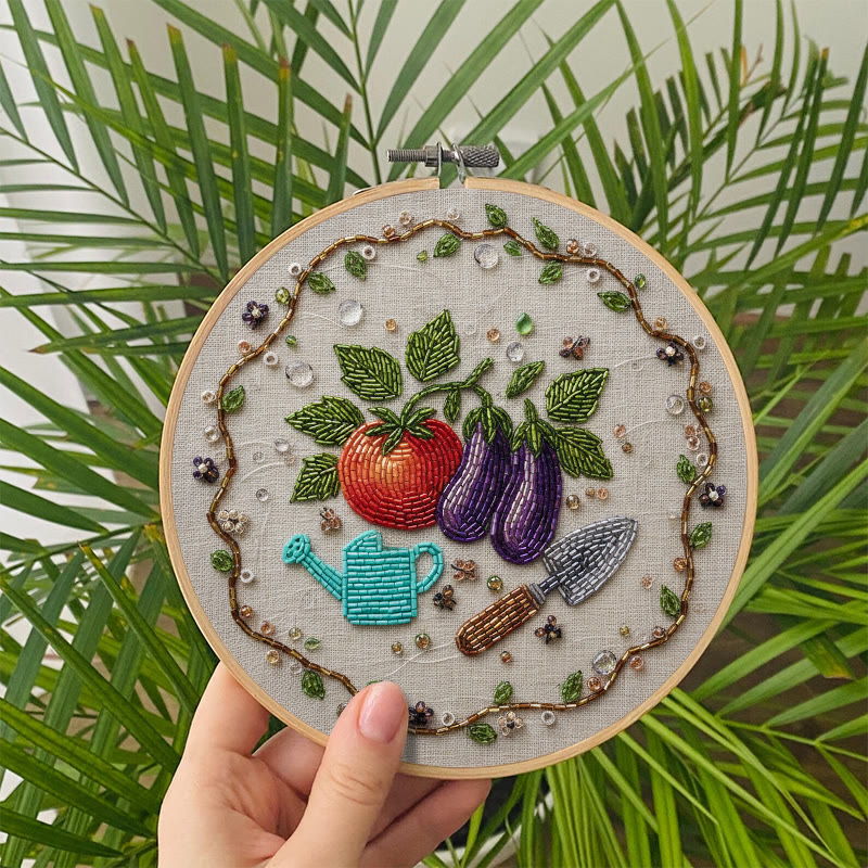 Rubbyoo Bead Embroidery Kit - Vegetable Planting | Easy Handmade Craft | Diy Decorative Hoop Art - image 8