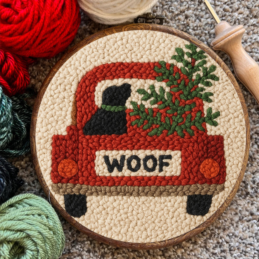  Woof Truck Punch Needle Kit - Diy Punch Needle Coaster | Craft For Handmade Enthusiast | Unique Decorative Gifts - image 8