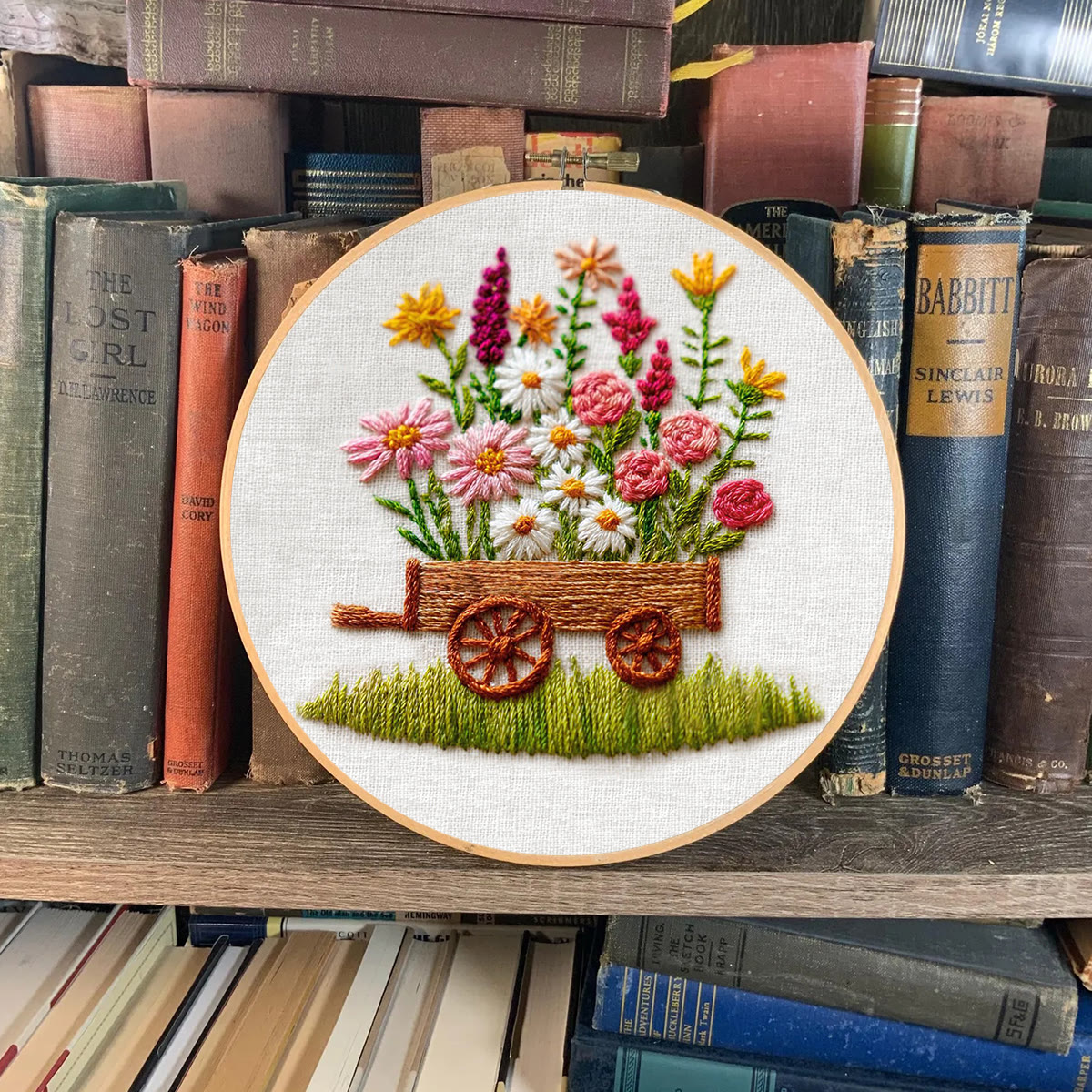 Rubbyoo Embroidery Kit - Wildflower Filled Cart | Creative Pastime | Charming Home Accent - image 9