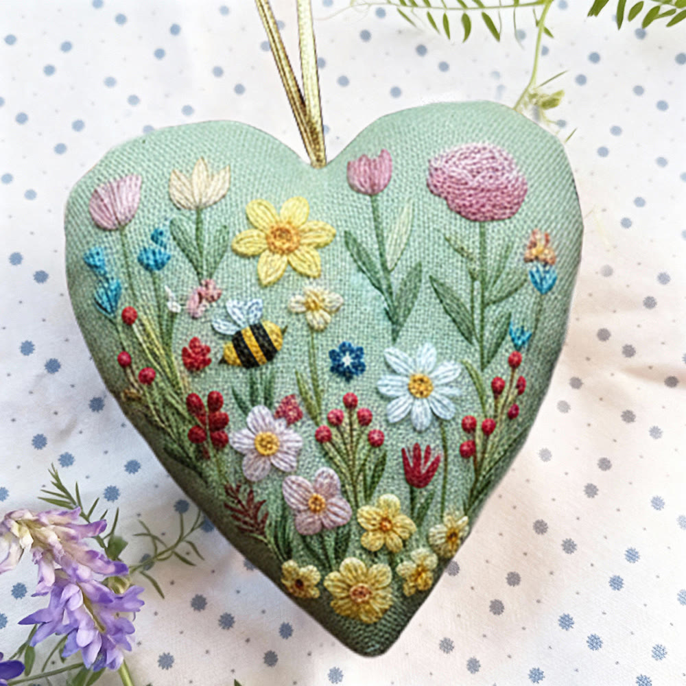Rubbyoo Heart Embroidery Kit - Spring Wildflower And Bee | Fresh Diy | Cheerful Home Vibe - image 6