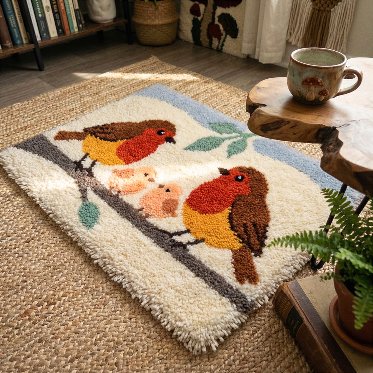 Rubbyoo Latch Hook Rug Kit - Robin Family | Diy Welcome Doormat | Handmade Home Decor - image 4