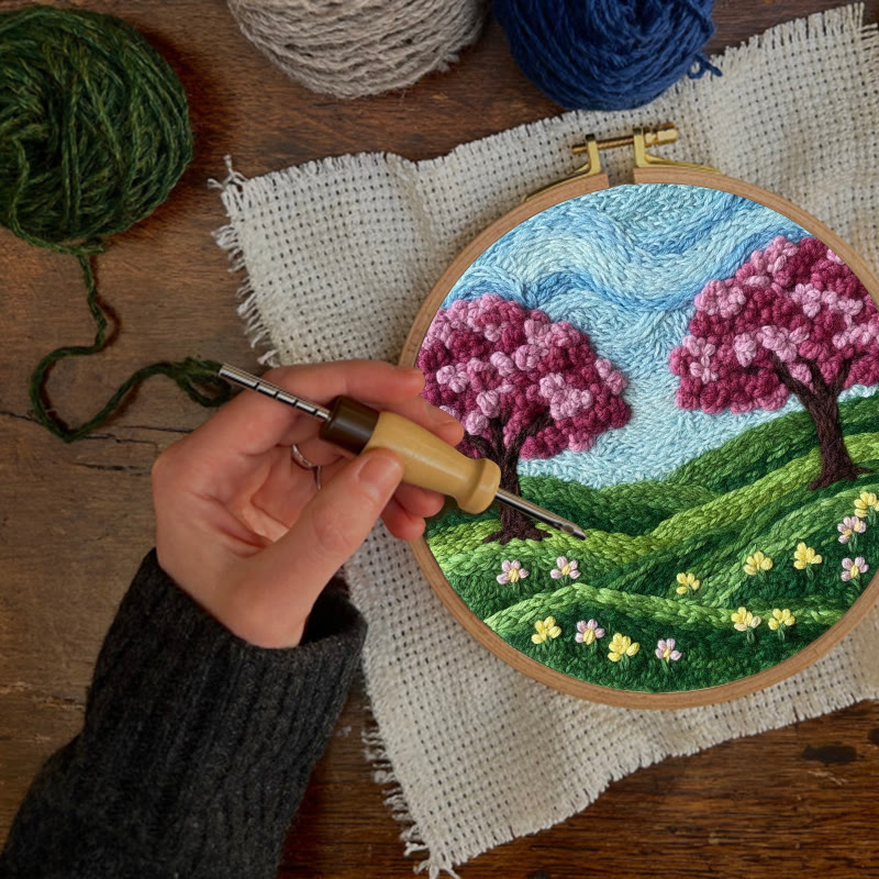 Spring Cherry Blossom Twin Trees Punch Needle Kit – Fresh Spring Decor Hanger | Newbie-friendly Diy Craft - image 6