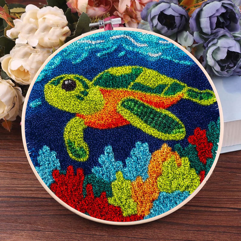 Sea Turtle Punch Needle Kit - Diy Starter Needlepoint | Handmade Decorative Gift - image 7