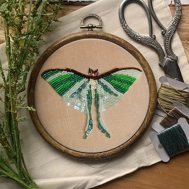 Rubbyoo Bead Embroidery Kit - Green Luna Moth | Exquisite Handmade Craft | Nice Home Decor - image 4