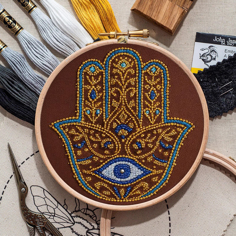 Rubbyoo Bead Embroidery Kit - Golden Hamsa | Diy Bead Artwork | Creative Gift For Crafters - image 9