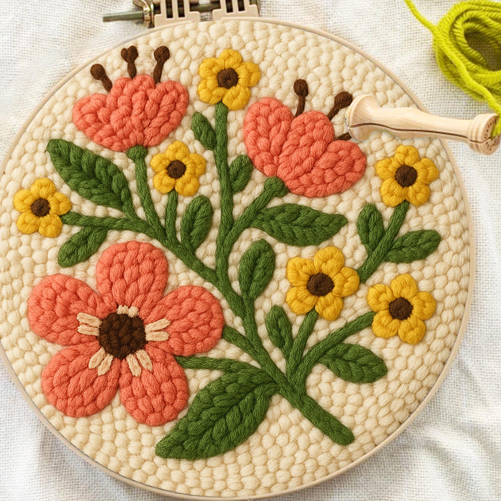 Peach-toned Floral Cluster Punch Needle Kit – Soothing Decor Addition | Unfussy Handcraft Work - image 10