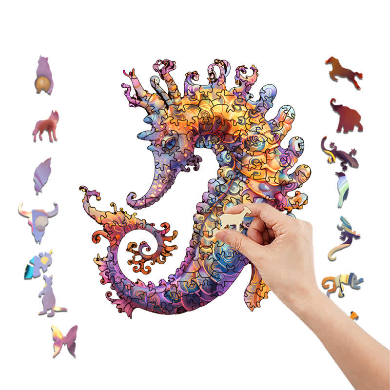 Colorful seahorse - Wooden Jigsaw Puzzle