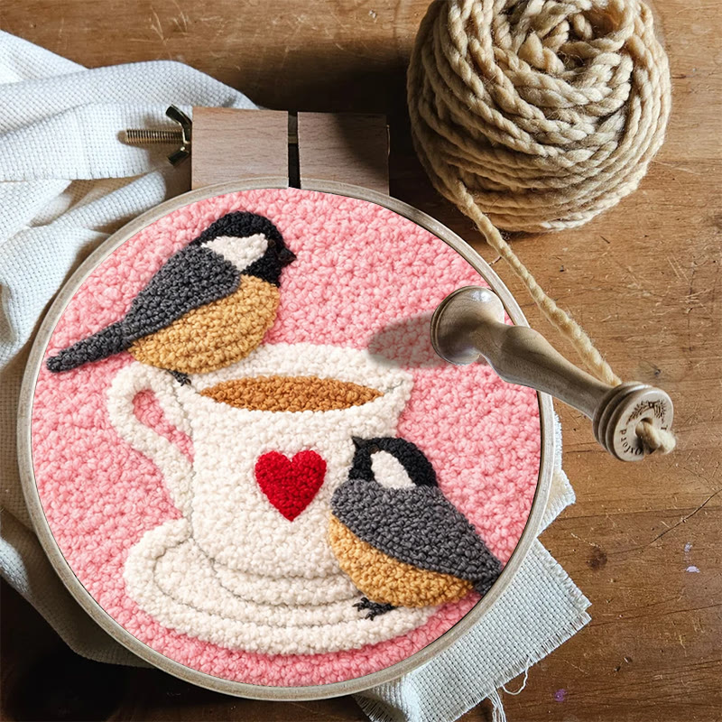 Blush Heart-cup Chickadees Punch Needle Kit – Essential Gifting Option | Heartwarming Decor Accent - image 8