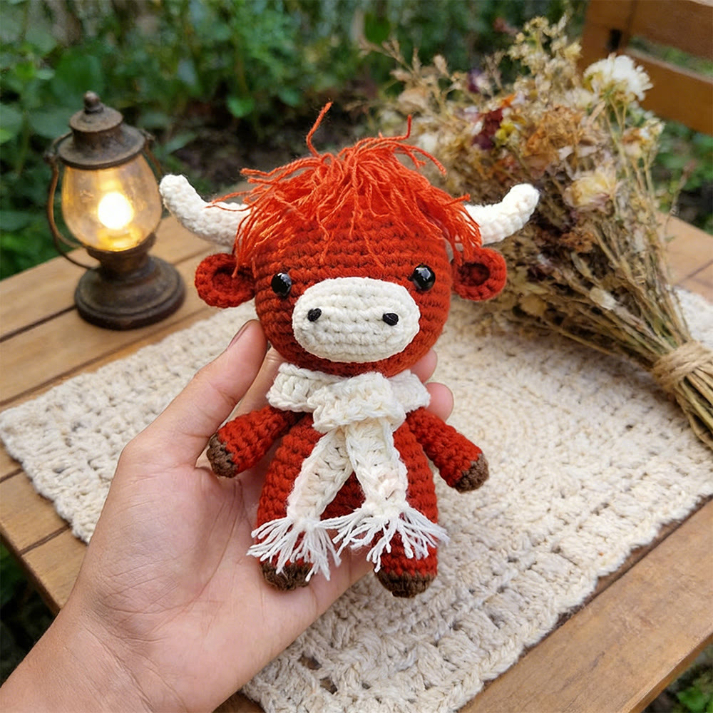 Diy Handmade Tangerine Highland Cow Crochet Kit - Adorable Plush Toy | Perfect Handmade Gift - image 2