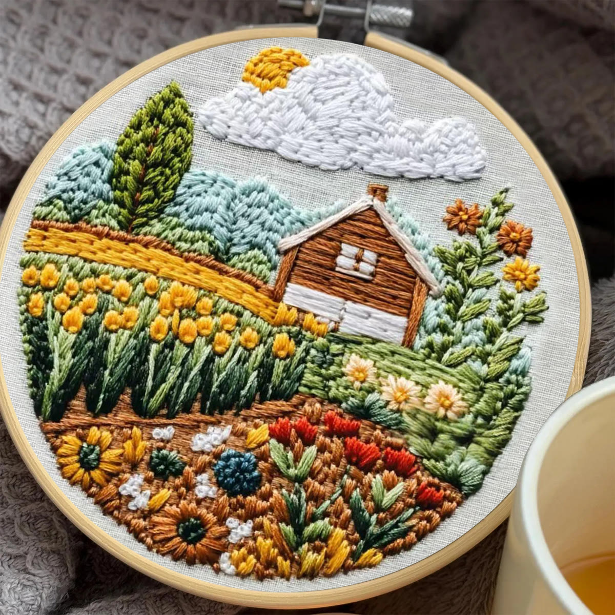 Rubbyoo Embroidery Kit - Pastoral Scenery | Diy Landscape Craft | Easy Art Hoop Kit  - image 5