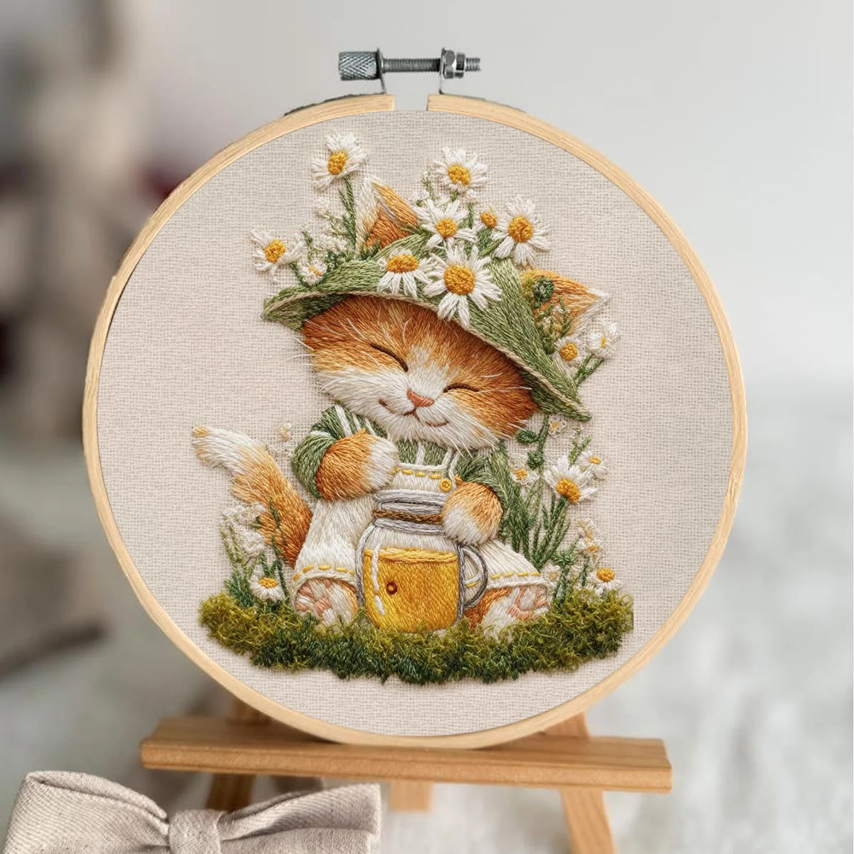 Rubbyoo Embroidery Kit - Floral Kitten | Lovely Animal Art | Gift For Home Decoration  - image 3