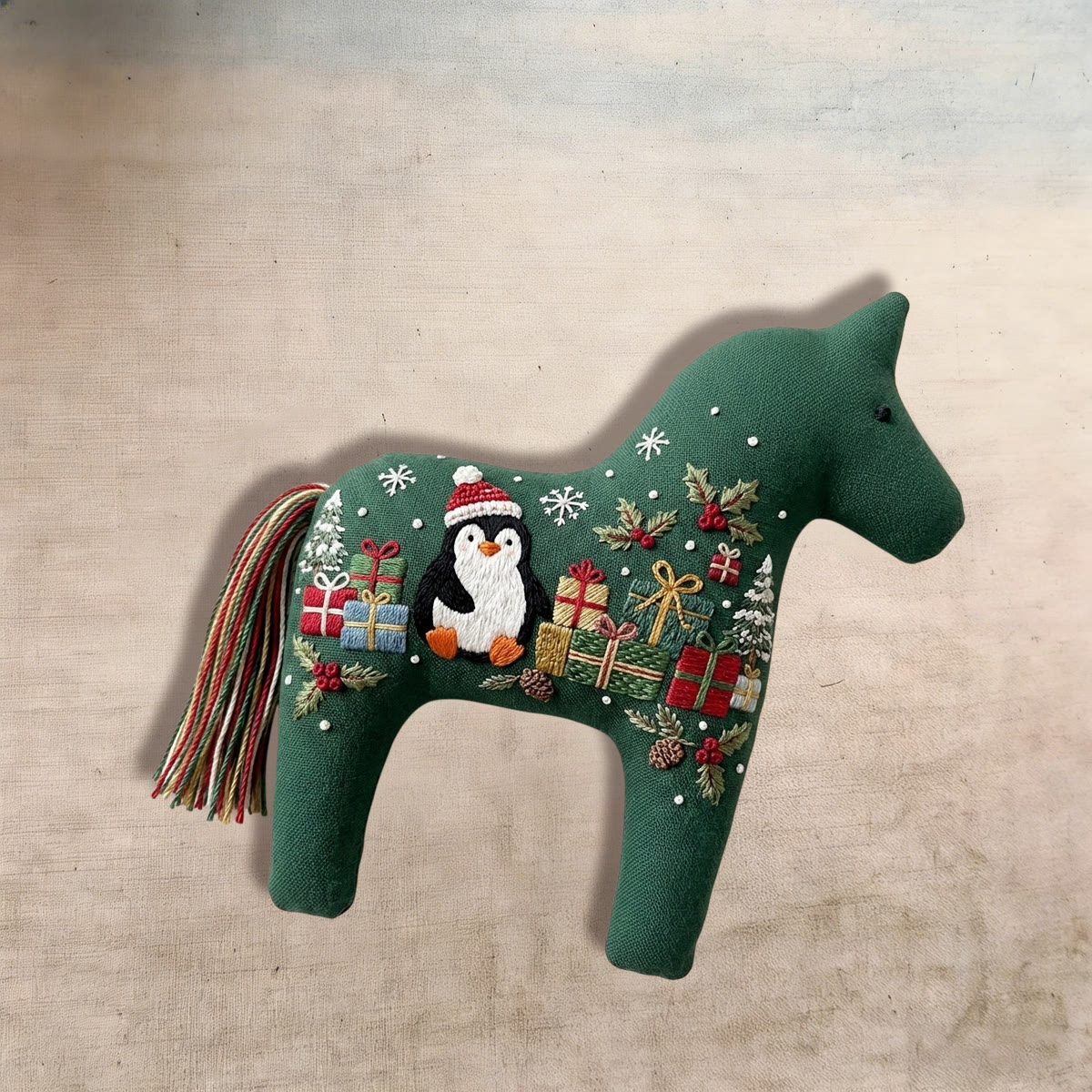 Rubbyoo Dala Horse Embroidery Kit - Penguins With Lots Of Gifts | Cozy Christmas Shelf Decor | Adorable Nursery Room Hoop Art - image 8
