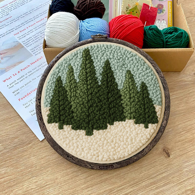 Snowy Forest Punch Needle Kit - Diy Punch Needle Coaster | Christmas Winter Handicraft | Perfect Housewarming Gift - image 9