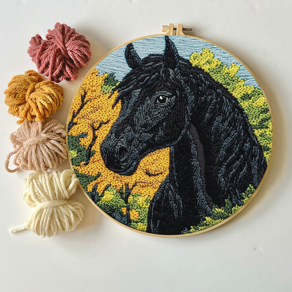 Black Horse Punch Needle Kit - Diy Animal Handmade Crfat | Perfect Home Ornament  - image 8