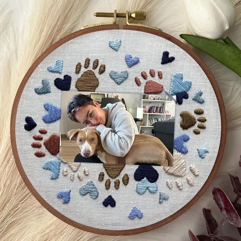 Rubbyoo Embroidery Photo Frame Kit - Adorable Paw Print | Memorable Handmade Craft | Diy Needle Artwork  - image 4