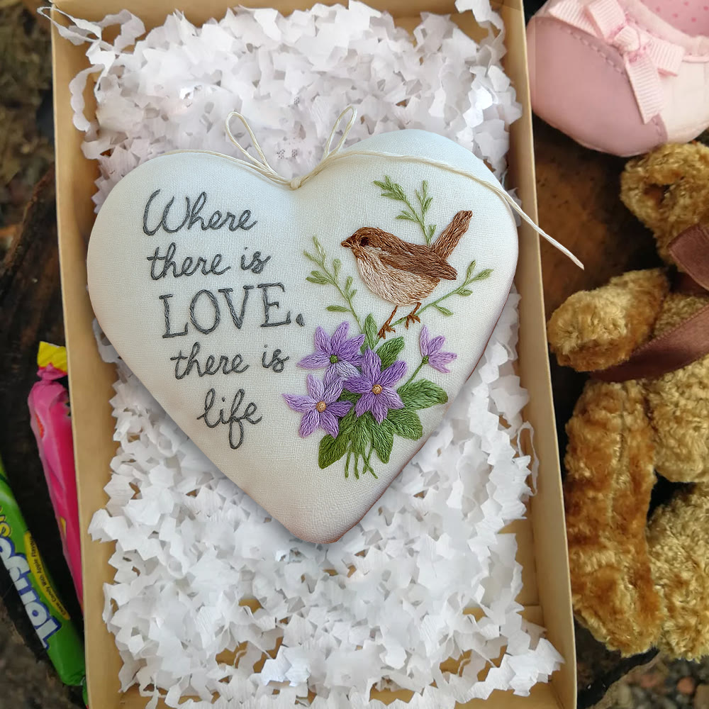 Rubbyoo Heart Embroidery Kit - Love Bird | Floral Animal Craft | Handmade Valentines Ornament  - image 4