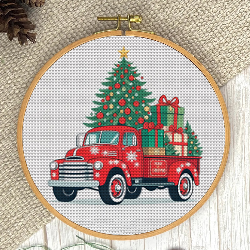  Cross Stitch Kit - Christmas Truck | Diy Holiday Needlework |  Perfect Wall Decoration - image 5