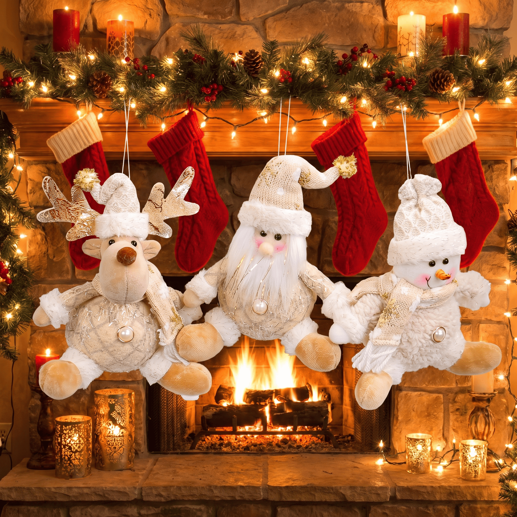 Rubbyoo Christmas Plush Ornament - Adorable Fireplace Decor | Heartwarming Xmas Tree Hanging - image 2