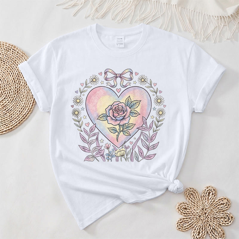 Rubbyoo Heart Of Rose Graphic Tee  - Soft Baggy  Shirt For Women  | Exquisite Pink Floral Print - image 16