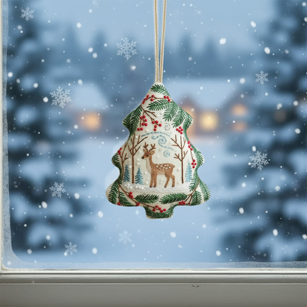 Rubbyoo Tree-shaped Embroidery Kit - Christmas Deer | Winter Animal Craft | Diy Holiday Craft - image 3