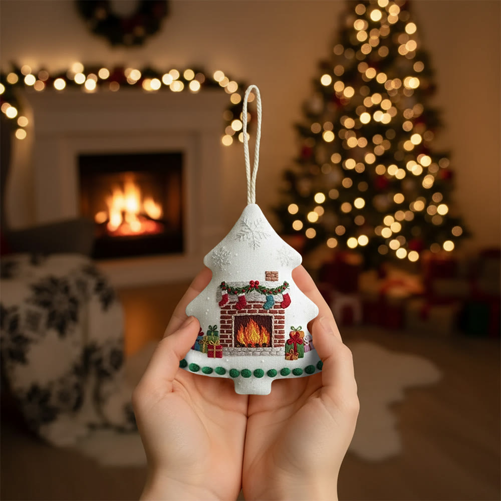 Rubbyoo Tree-shaped Embroidery Kit - Christmas Fireplace | Diy Holiday Gift | Handmade Needle Art - image 6