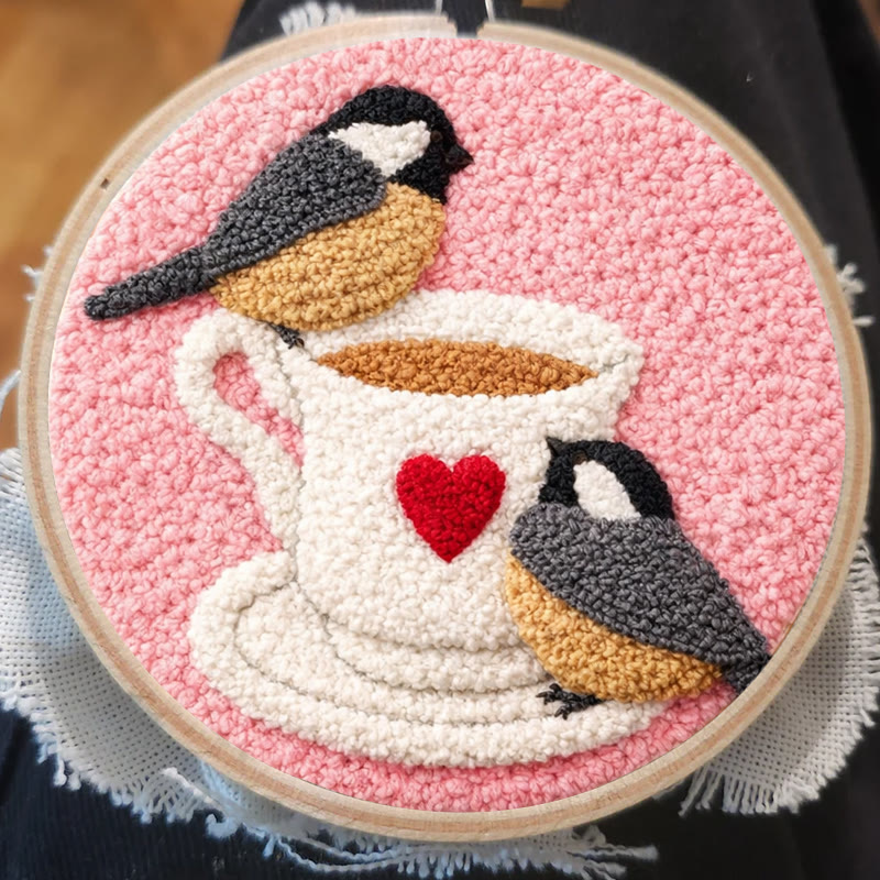 Blush Heart-cup Chickadees Punch Needle Kit – Essential Gifting Option | Heartwarming Decor Accent - image 7