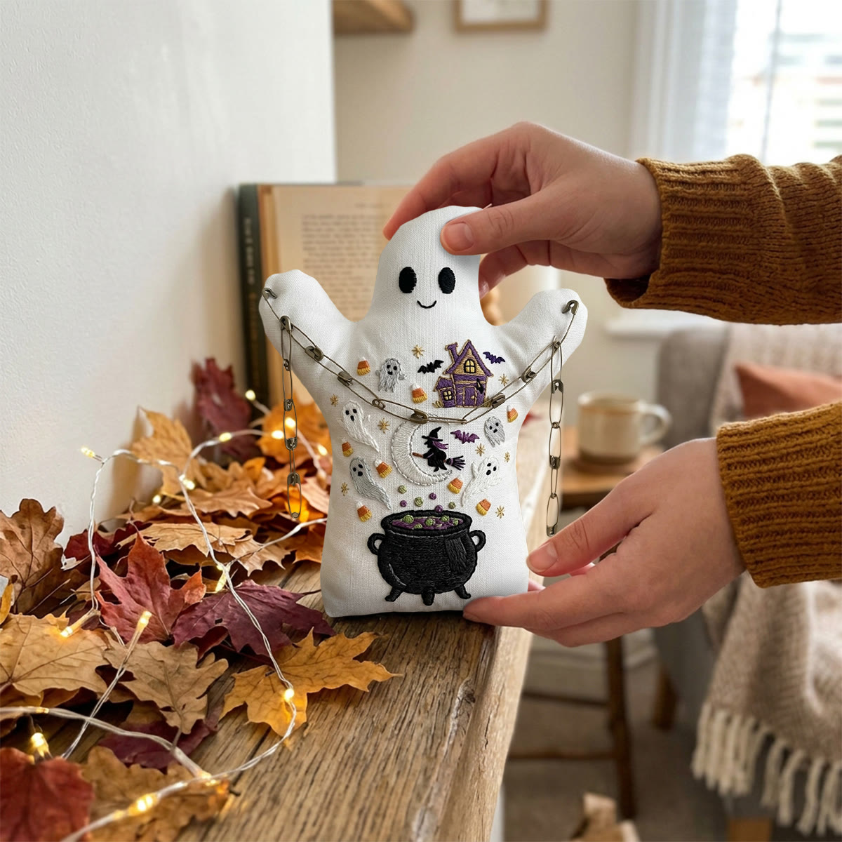 Rubbyoo Ghost Embroidery Kit - Witch's Magical Cauldron | Spooky Halloween Shelf Decor For Kids | Witchy And Ghost Craft - image 6