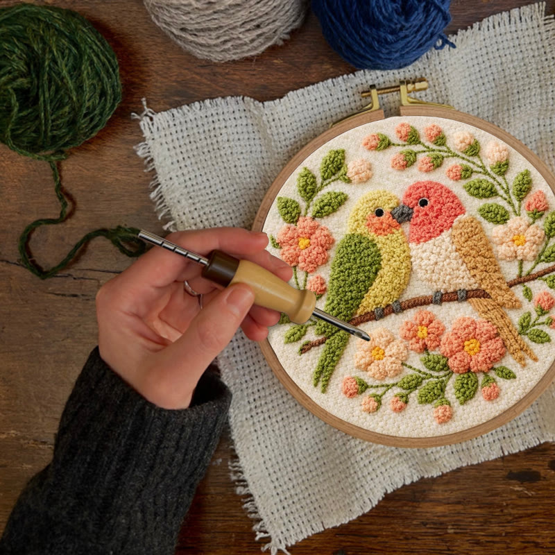 Pastel Love Birds Punch Needle Kit – Top Gifting Selection | Exquisite Handcraft Piece - image 6